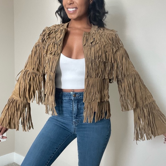 Vintage Jackets & Blazers - Vintage Full Fringe 100% Leather Jacket